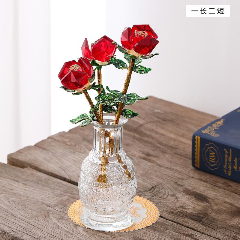 Mother's Day Crystal Crafts Rose Ornament Valentine's Day Girlfriend Wife Holiday Gifts Living Room Ornaments