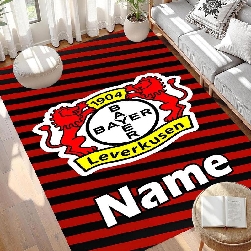 Custom Name Personalized Bayer 04 Leverkusen Print Carpet, Versatile Home Decor Rug, for Playroom, Apartment, Balcony, Entryway, Hallway Gift