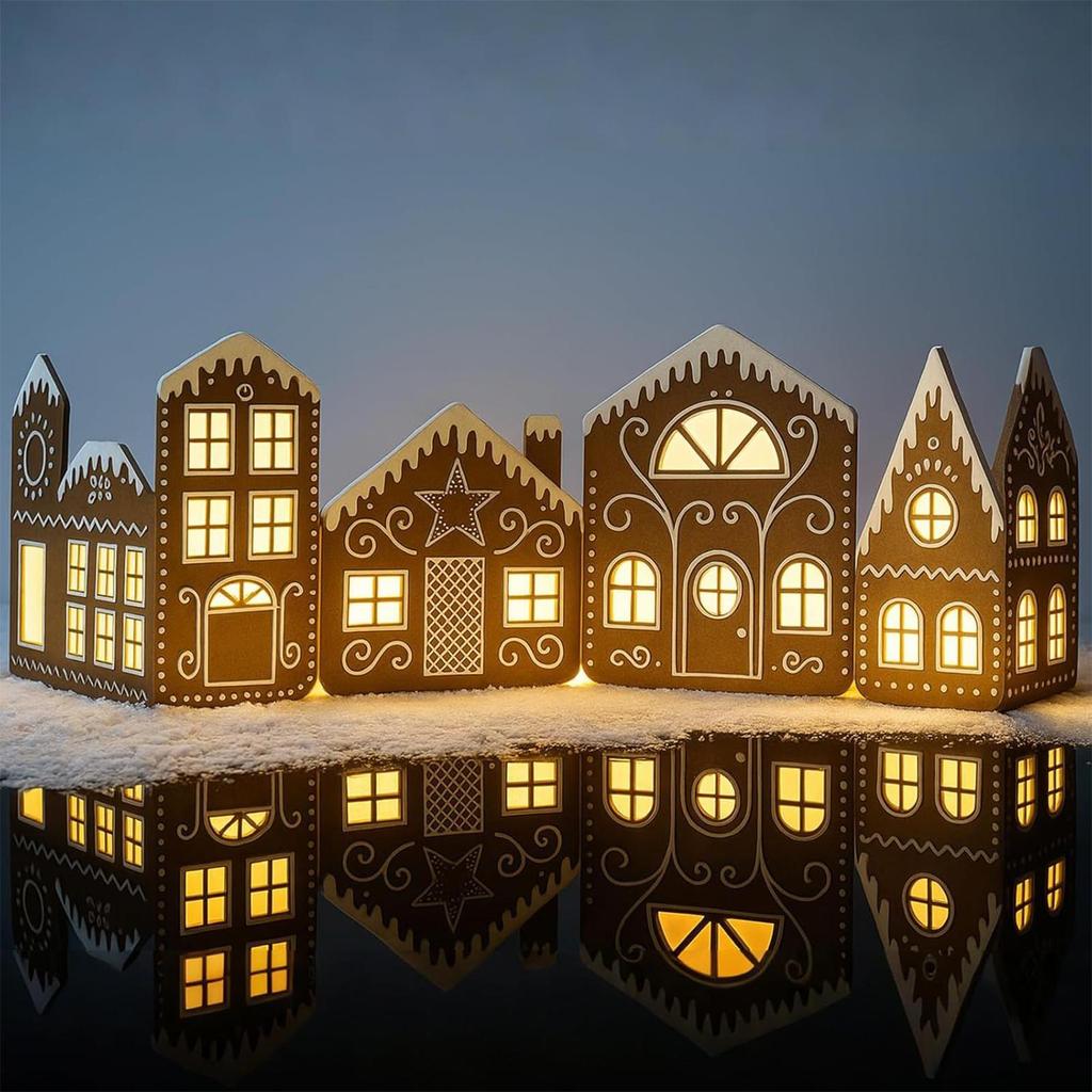 Christmas Houses Rustic Table Centerpieces LED Lighted Gingerbread House Christmas Decor for Home Decor Holiday Farmhouse