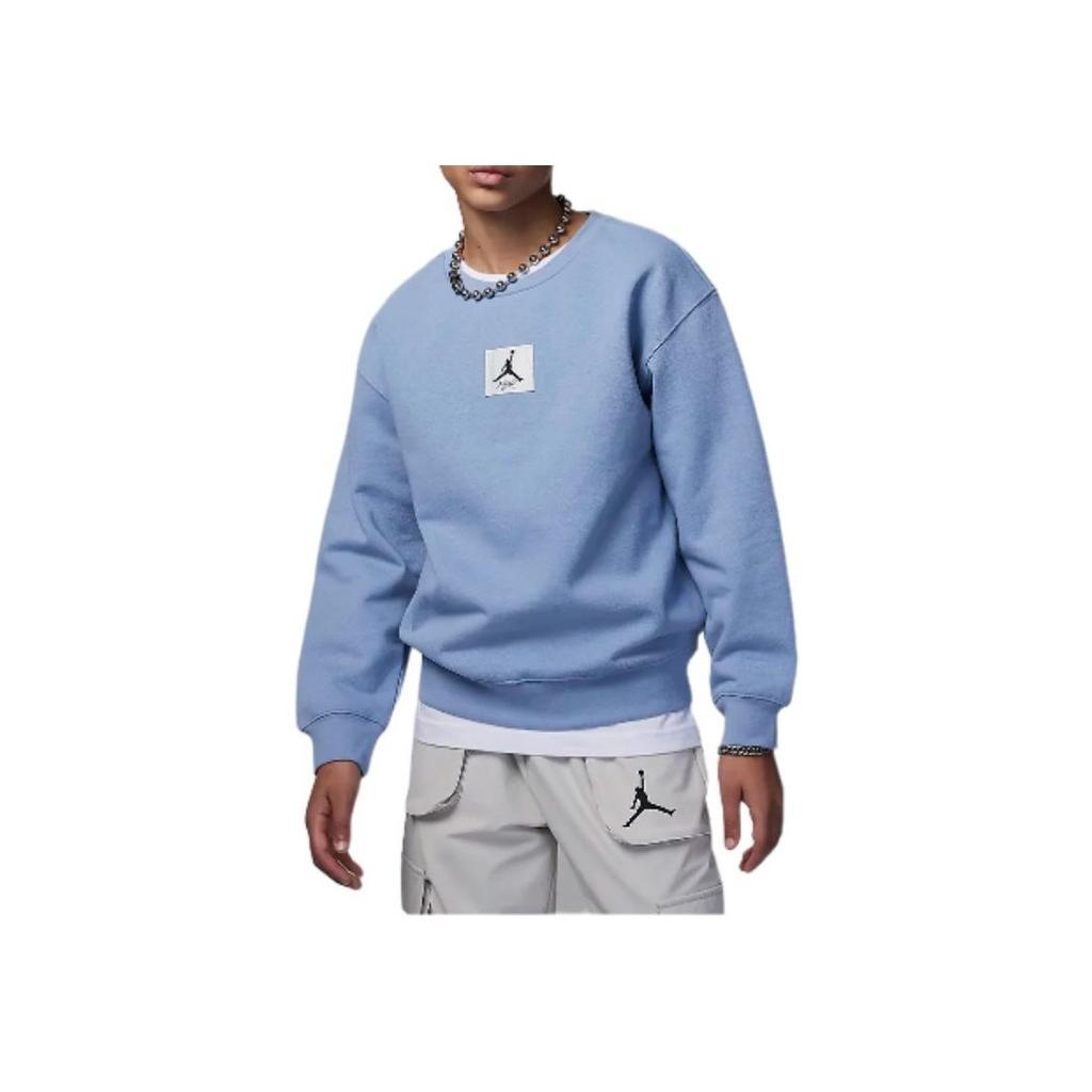 Jordan Essentials Solid Color Crew Neck Casual Long Sleeve Sweatshirt Kids Sweatshirt Blue Gray HF2529-436