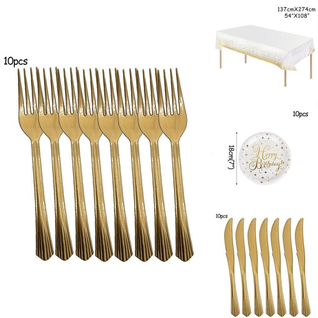 Eleganckie Złote Kropki Stemplowanie Dekoracje na Przyjęcie Urodzinowe Zestaw Jednorazowej Zastawy Stołowej