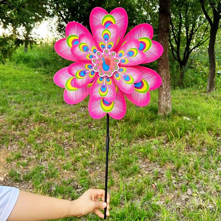Colorful Outdoor Peacock Double-Layer Large Windmill for Scenic Areas and Night Markets
