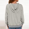 Damen Gestreiftes Kapuzen Sport Casual T-Shirt Sweatshirt
