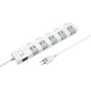 Sanwa Direct Power Strip, 2m, 10 Outlets, Lightning Guard, Individual Switches, Magnets, White, 700-TAP051