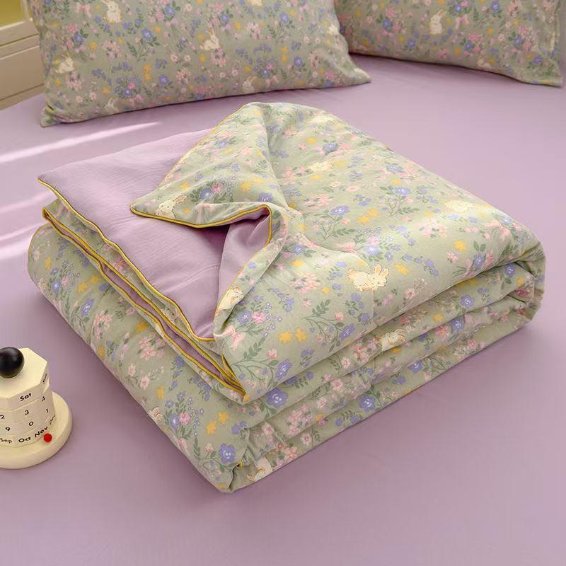 Rabbit Bear Dinosaur Strawberry Print Washed Cotton Summer Air Quilt Conditioner