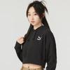 Puma Logo Bordado Outdoor Solto Moletom Curto Feminino Preto 625398-01