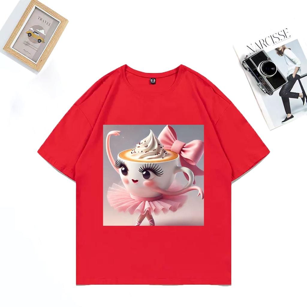 Ballerina Cappuccino Fashion Cotton TShirt Unisex WOMENs Hip Hop Streetwear Cute Tees Casual Short Sleeve Vintage Loose Tshirts