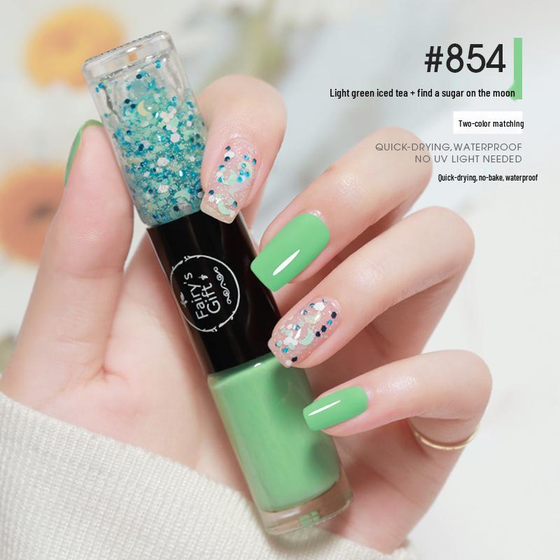 Dual-Color No-Bake Quick-Dry Waterproof Nail Polish - Long-Lasting & Non-Peeling for Autumn/Winter
