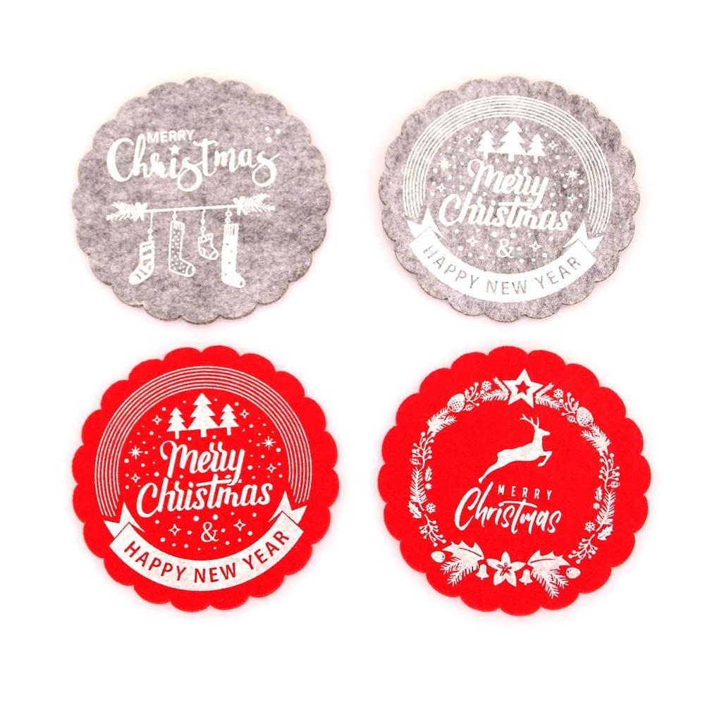 3Pcs Christmas Wine Tea Cup Mat Elf Xmas Tree Drink Coasters Christmas Decoration Dinner Table Accessory Dish Tray Pad