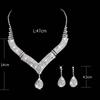 2Pcs Fashionable Rhinestones Necklaces Earrings Jewelry Set Women'S Wedding Accessories Gift