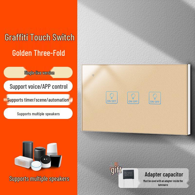 Graffiti Smart WiFi Wall Switch with Alexa & Google Voice Control, US/EU Specs, Touch Panel