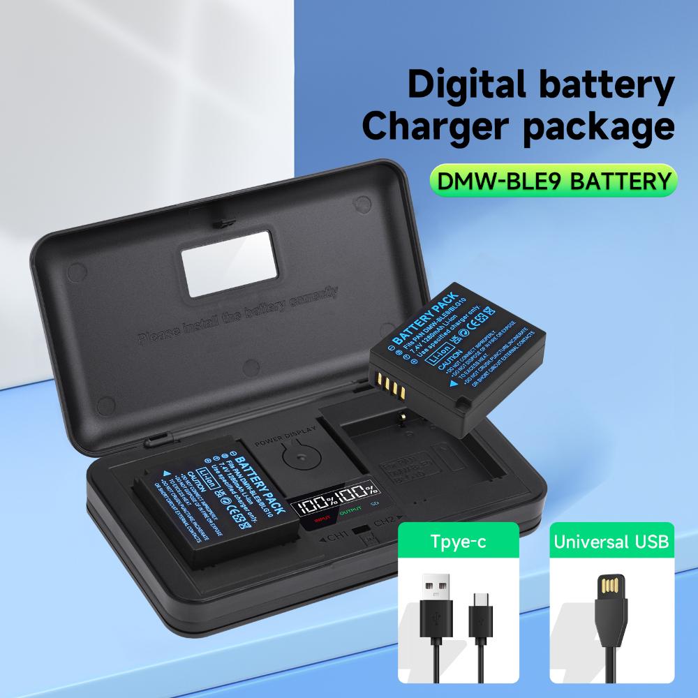 PALO Camera Battery Charger DMW-BLE9 LCD USB Dual Battery Charger with Camera Battery  for Panasonic DMC-GX7GK DMC-FG3GK GF3X DMC-LX100 DMC-GF4