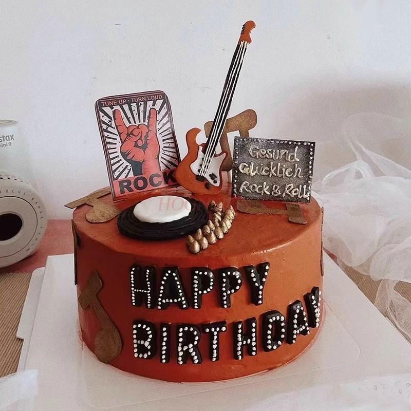 10 Pezzi Decorazioni Torta di Compleanno Chitarra Musicale Violino Ornamenti Note Acrilico Inseribili Strumento Musicale Tema Accessori da Forno