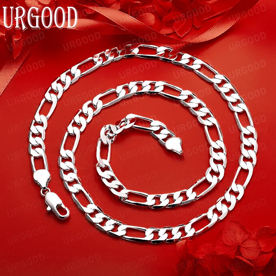 925 Sterling Silver Simple Twist Interlocking Necklace - Banquet Gift Jewelry 8MM 40CM