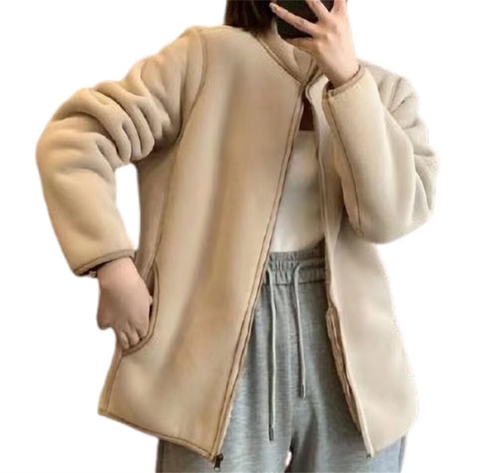 Vasarhely Fleece Plus Boa Cold Weather Winter Women's Jacket, Size, Brushed-Lined, Jacket, Lightweight, Warm, Soft, Coat, Casual, Commuting, Spring,