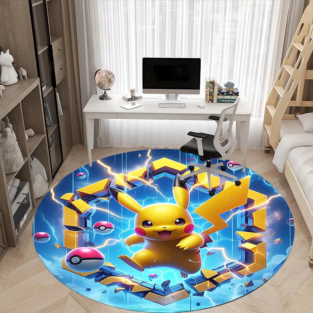 1pc Pikachu, Pokémon Chair Carpet for Office Non-Slip,Machine Washable Rug for Office, Room - Holiday Decor - Machine Made yy251017295