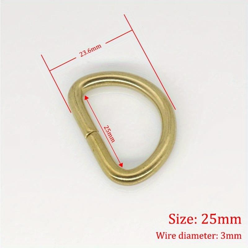 10Pcs Solid Brass D Rings Buckles for Bag Strap Belt Purse Webbing Dog Collar 10-38mm Inner Width Leather Craft DIY Accessories