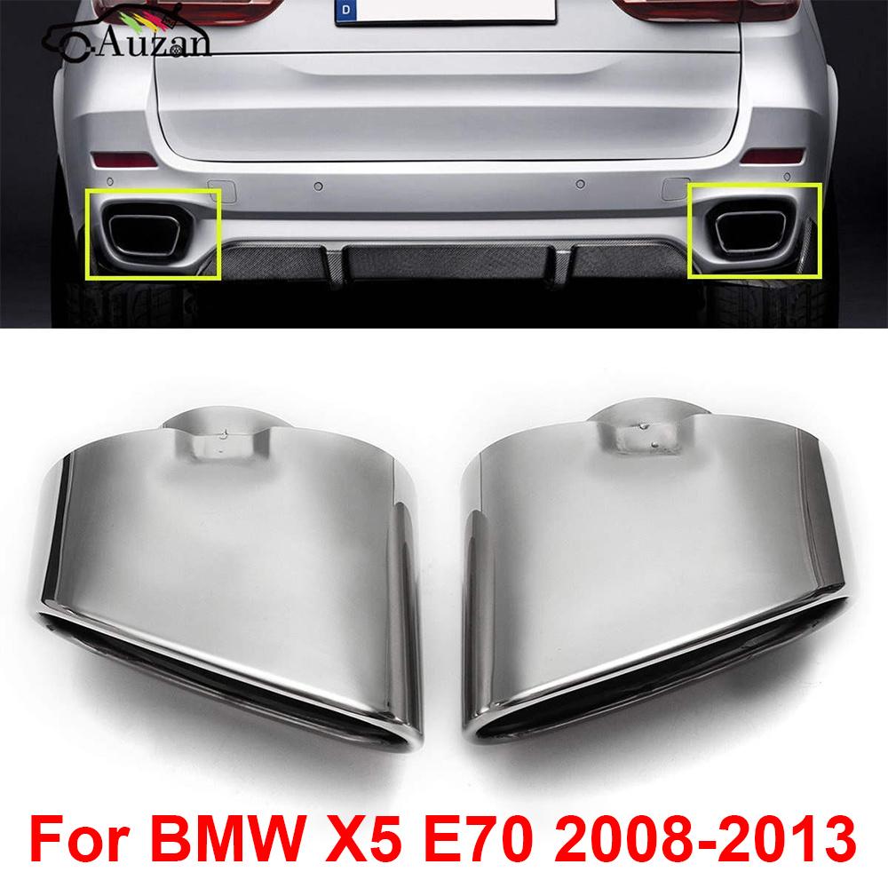 Para Końcówek Rur Wydechowych dla BMW X5 E70 2008-2013 Wlot 63mm Owalny Wylot 140x75mm Długość 135mm