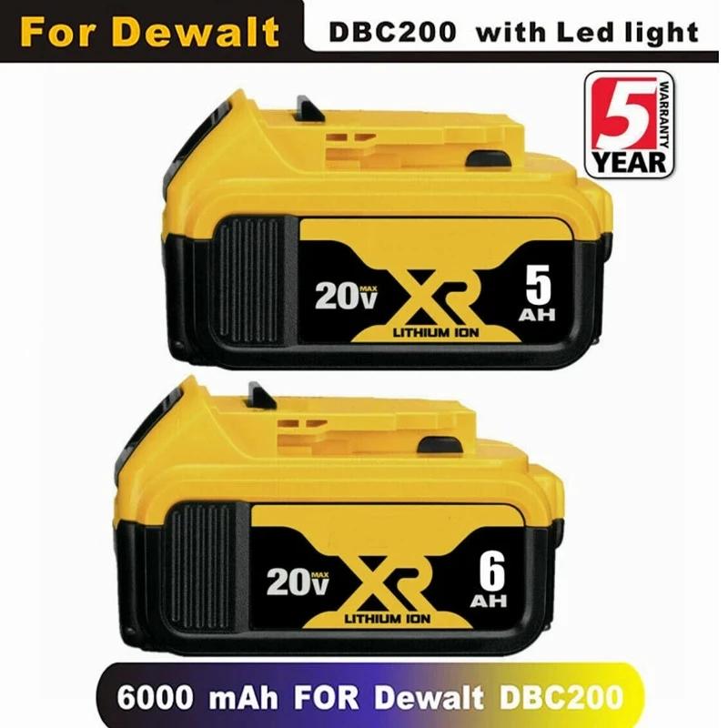 

20 В 6.0ah Max Xr аккумулятор, замена электроинструмента для Dewalt Dcb184 Dcb181 Dcb182 Dcb200 20 В 3a 5a 6a 18 Вольт 20 В батарея