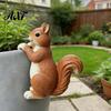 Outdoor Flower Pot Decoration Planter Climber Squirrel Statue, Cute Lifelike Sculpture, Resin Whimsical Yard Art Small Animal Figurine for Plant Edge