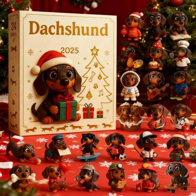 2D Acrylic Dachshunds Advent Calendar Pendant Ornament 24 Days Christmas Countdown Calendar Xmas Tree Hanging Pendant Xmas Gift