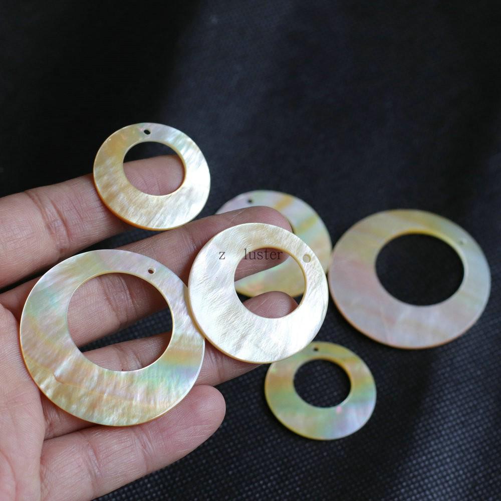 Natural White & Yellow Mother of Pearl Round Pendant Shell for DIY Earring/Necklace (30-35-45mm)