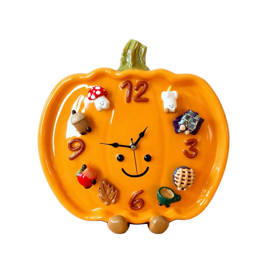 Pumpkin Pattern Decorative Hanging Wall Clock for Kitchen Living Room Home Decor