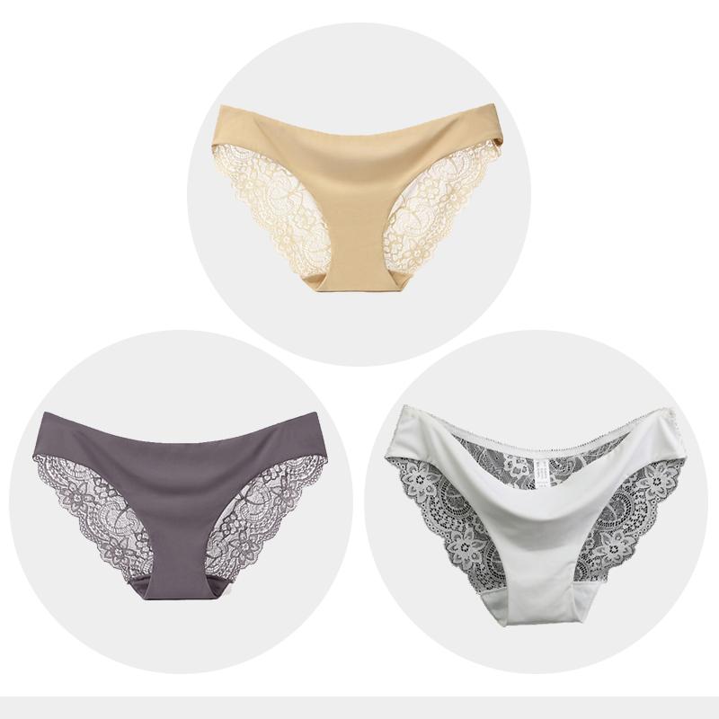 Women's Seamless Underwear Leopard Intimate Women Sexy Lace Black Floral Panties Seamless Panty 3 Pcs/set