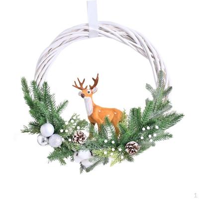 Guirlanda de Natal de Inverno, Guirlanda de Porta da Frente, Enfeite de Alce, Guirlanda de Natal Artificial para Festa