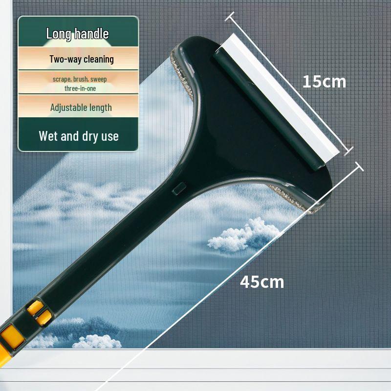 Dual-Sided No-Rinse Window Screen Cleaning Brush and Scraper Yellow-green - Screen cleaning brush [1 piece]