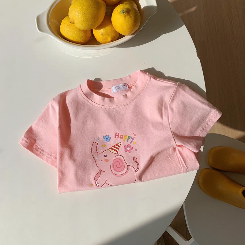 Casual T-shirt met Korte Mouwen voor Meisjes - Zomer Kinder Schattig Katoenen Top met Ronde Hals