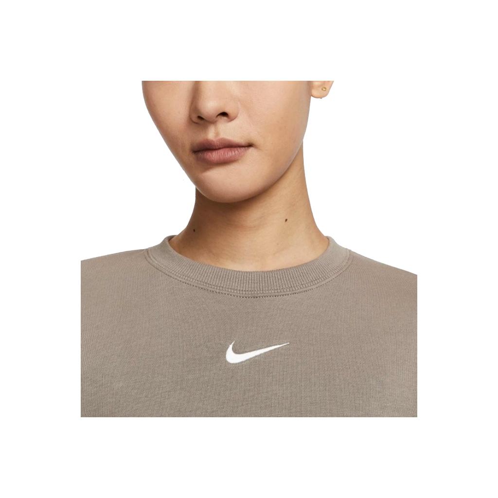 Nike Sportswear Phoenix Fleece Pullover Long Sleeve Sweatshirt Women Tops Brown DQ5752-233