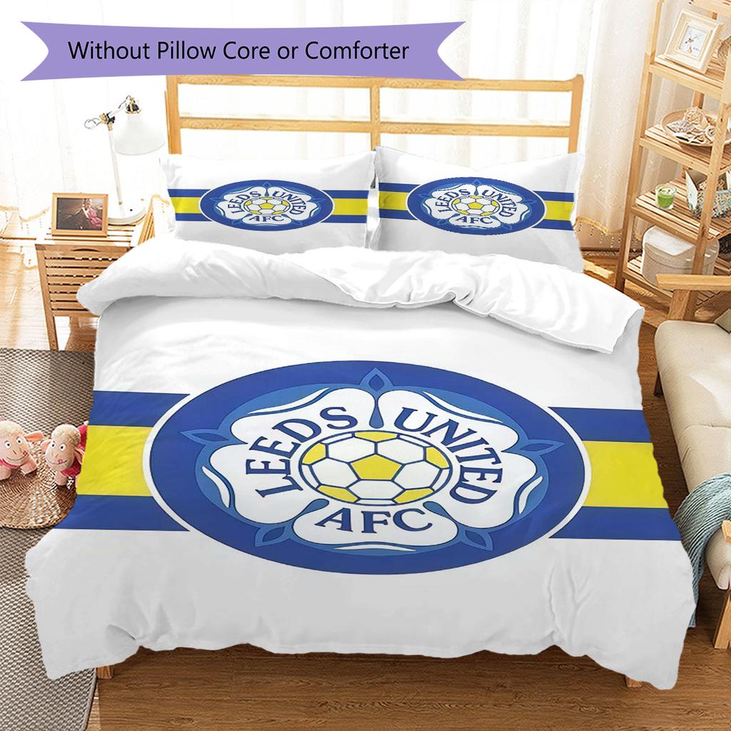 LUFC Logo Bedding Quilt Set Quilt Cover Pillowcase Home Decoration Birthday Gift (1 * Duvet Cover + 2 * Pillowcase, Without Core)
