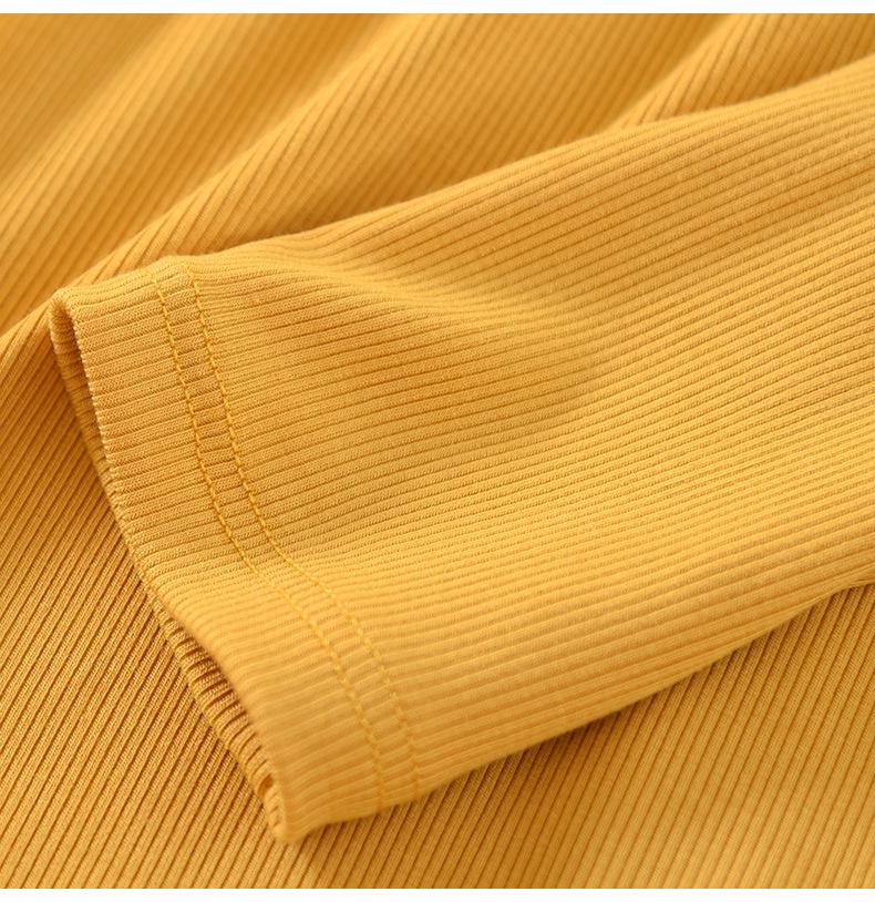 Women's Square Neck Long Sleeve Top with Built-in Bra Pads - Slim Fit for Early Autumn/Spring/Winter
