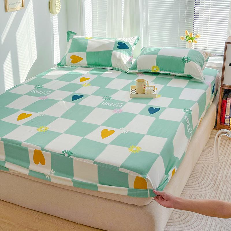 Single Double Bed 1pc Fitted Sheet Mattress Cover Super Soft Microfiber Bed Sheet (Without Pillowcase)
