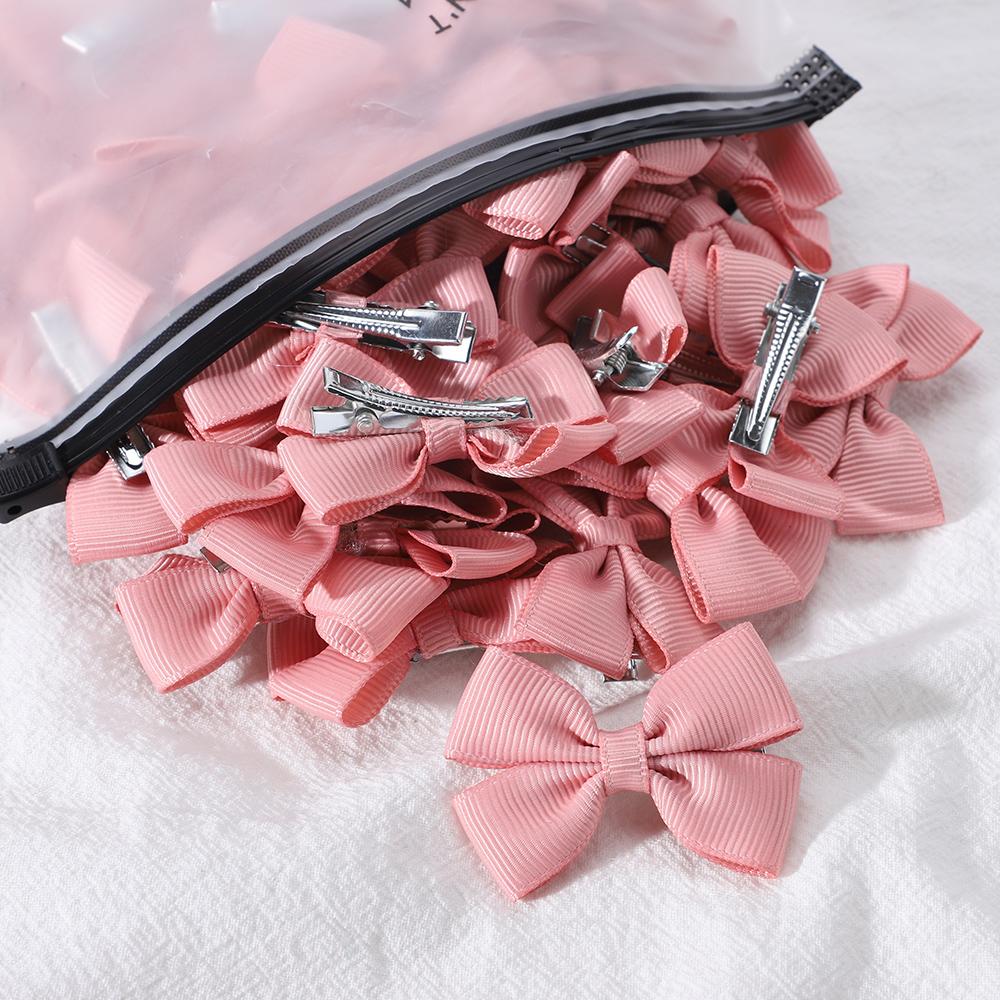 5Pcs/Set Solid Hairpins for Baby Grosgrain Ribbon Bows Hair Clips Boutique Handmade Headwear Girls Baby Hair Accessories