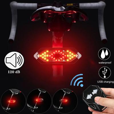 5 moduri LED reîncărcabil prin USB Semnal de întoarcere pentru bicicletă Lampă de avertizare pentru telecomandă pentru bicicletă rezistentă la apă