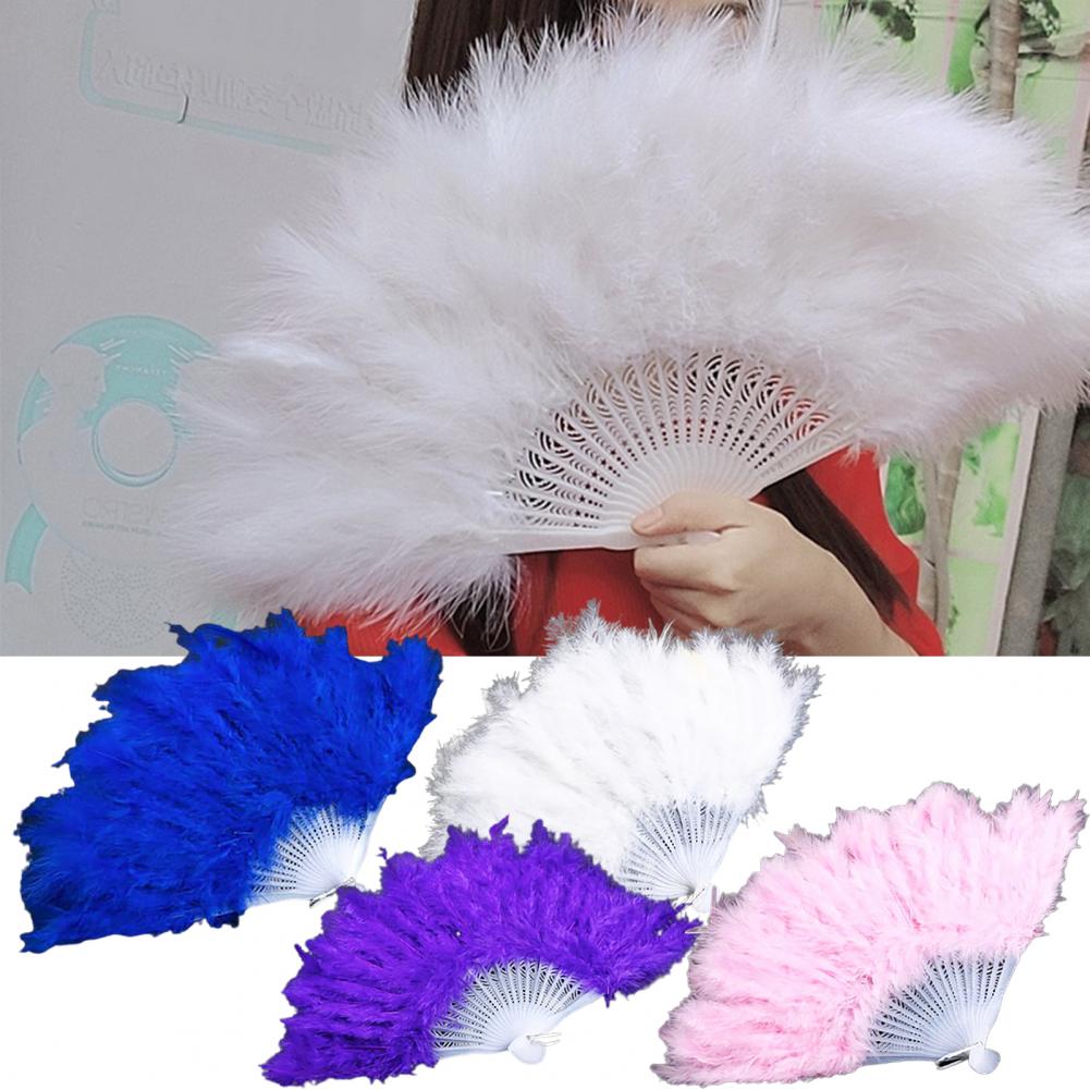 Hand Fan Artificial Feather Hand-craft Chinese Style Classical Performance Decoration Elegant Chinese Dance Party Folding Fan