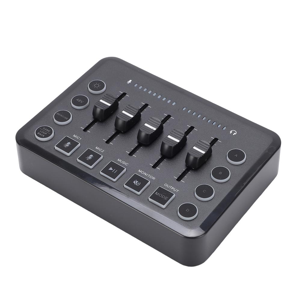 Wireless Live Streaming Sound Card Mixer, Noise Reduction, RGB Lights, 4 Custom Recording Buttons, BT5.0, Compatible