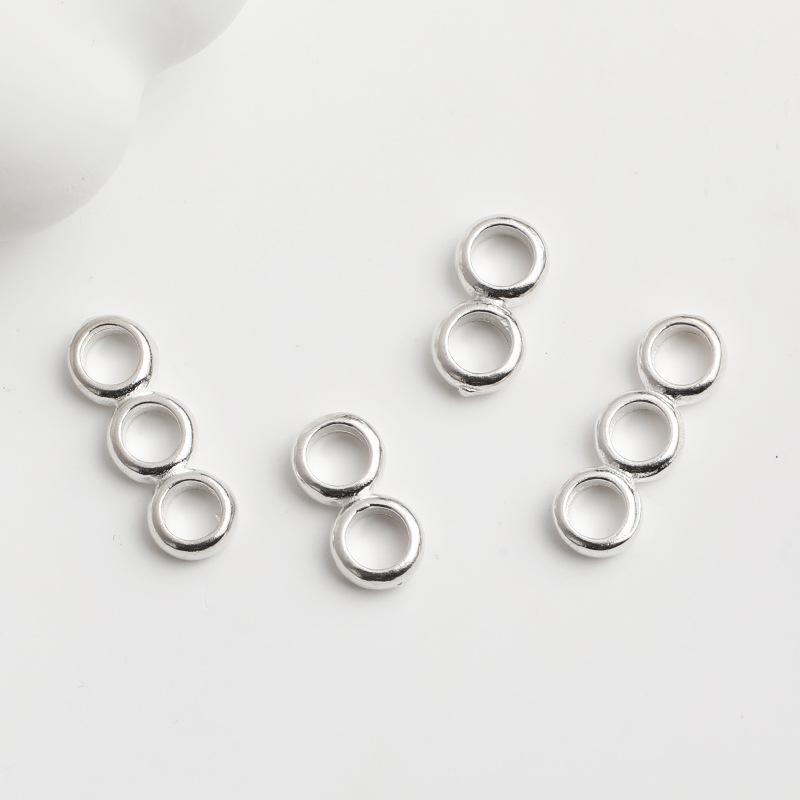 Sterling Silver S925 Double Ring Spacer Beads Hand Chain for DIY Bracelets & Necklaces