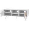 Rattan TV Stand, Boho TV Cabinet for 55 inch TV, Mid Century Modern TV Stand, Rattan TV Console with Adjustable Shelfs for Living Room, Media Room,