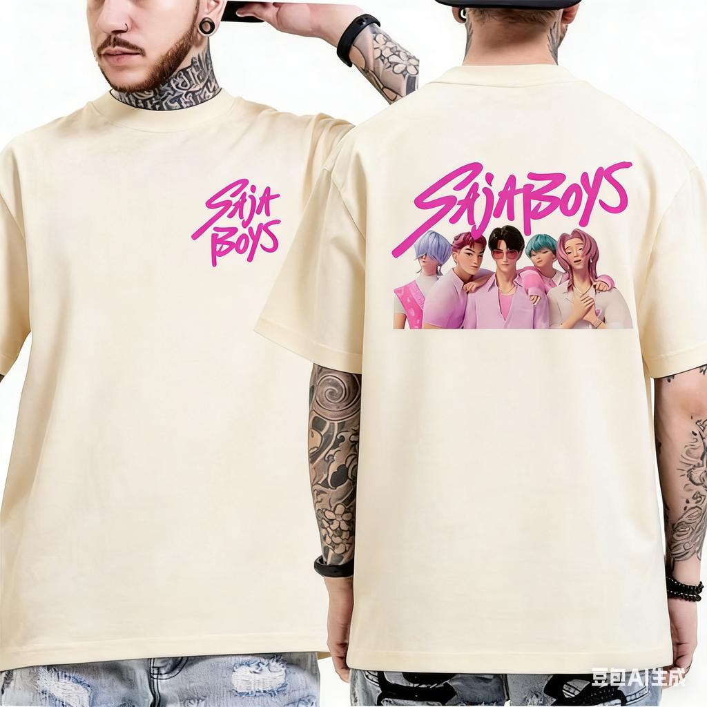 KPop Cacciatori di Demoni SAJA BOYS Maglietta in Puro Cotone Rumi Huntrix SAJAT Maglietta Estate 2026 Uomo Donna Maglietta Oversize Y2K