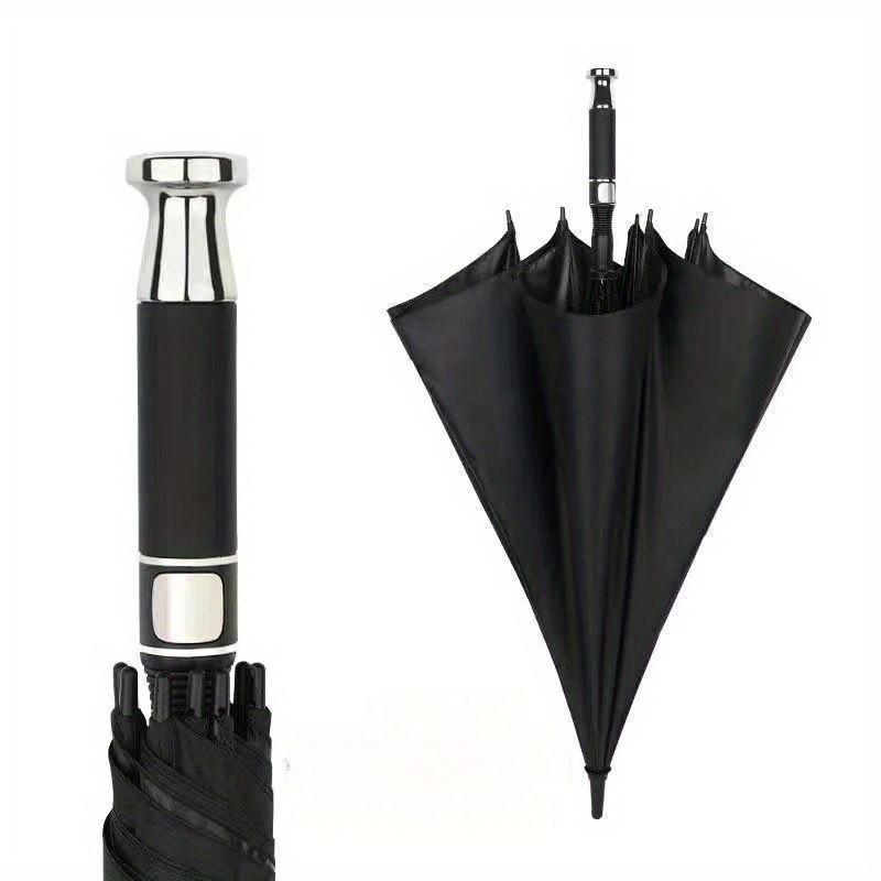Premium Long Handle Parasol Windproof Solid Color Black Glue Sun Umbrella Elegant Sun Shade for Business Commute Driving Golf