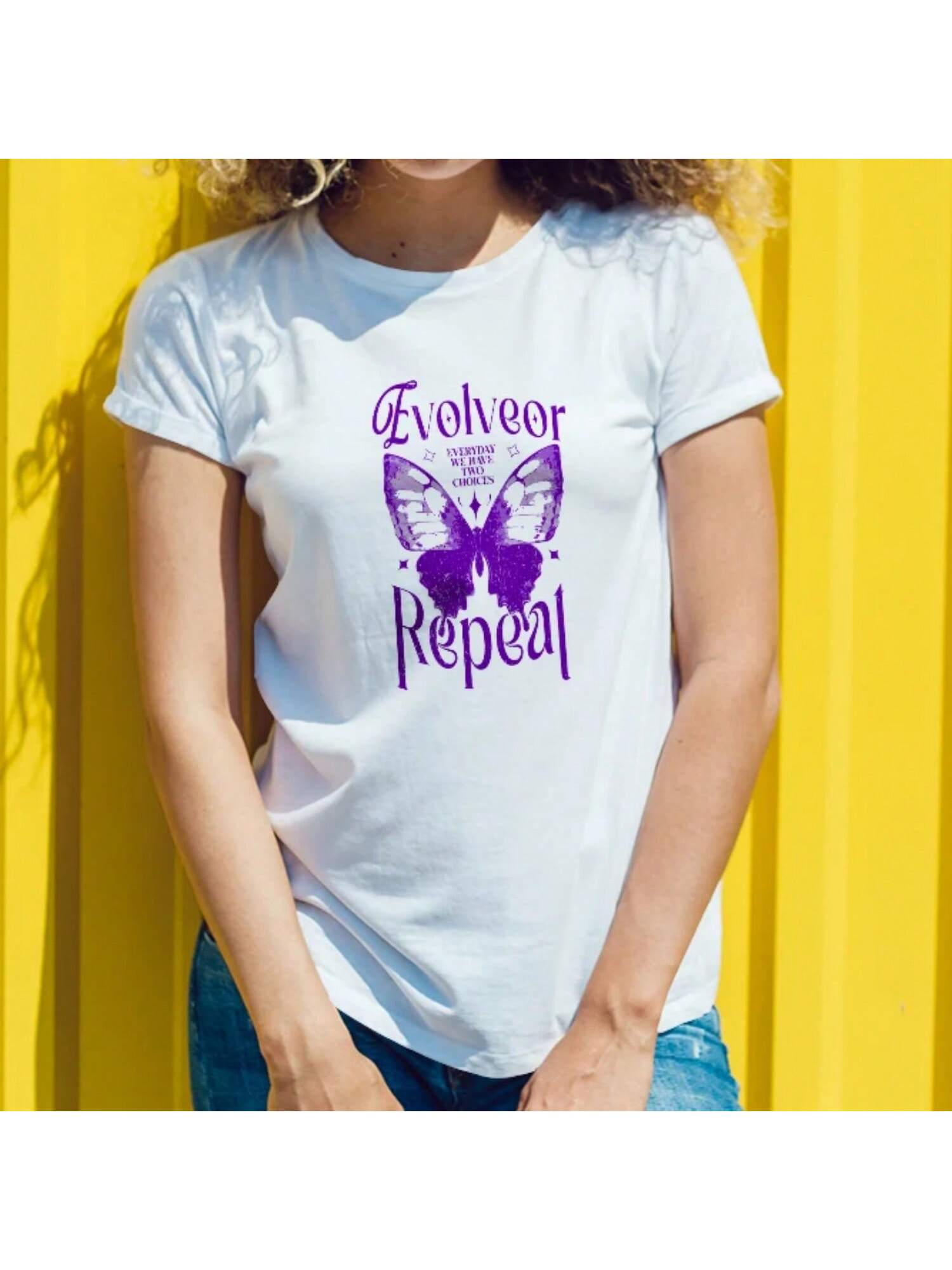 Wounisex Short Sleeve T Shirt Everyday We Have Choices Design With Purple Butterfly Graphic For A Thought Provoking Look S разноцветный