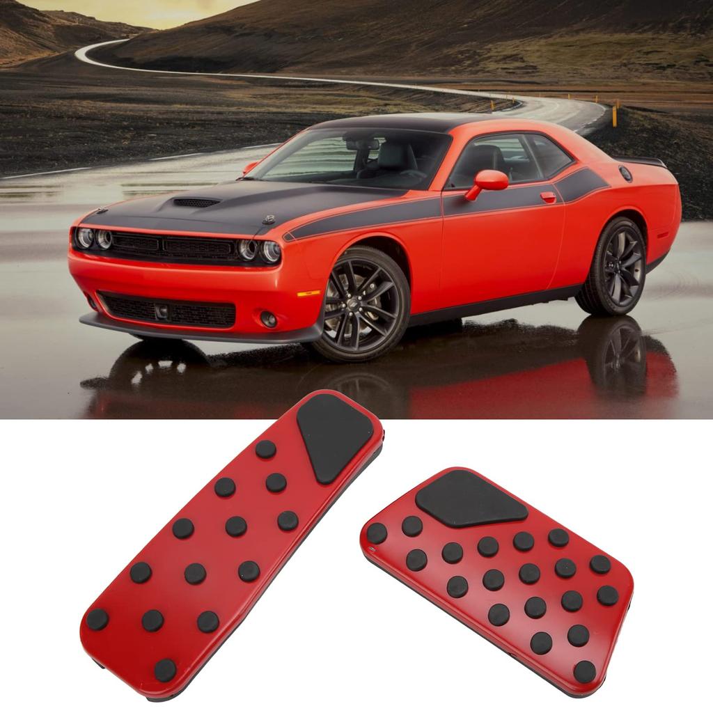 Qiilu Brake Pedal Pads 2pcs Accelerator Brake Pedal Anti Slip Foot Pedal Pad Replacement for Dodge Challenger 2009-2021