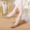 Fashion Summer Stiletto High Heels Women's Fashion Pointed Toe Full Diamond Cover Foot Non-Slip Wear-Resistant Single Shoes