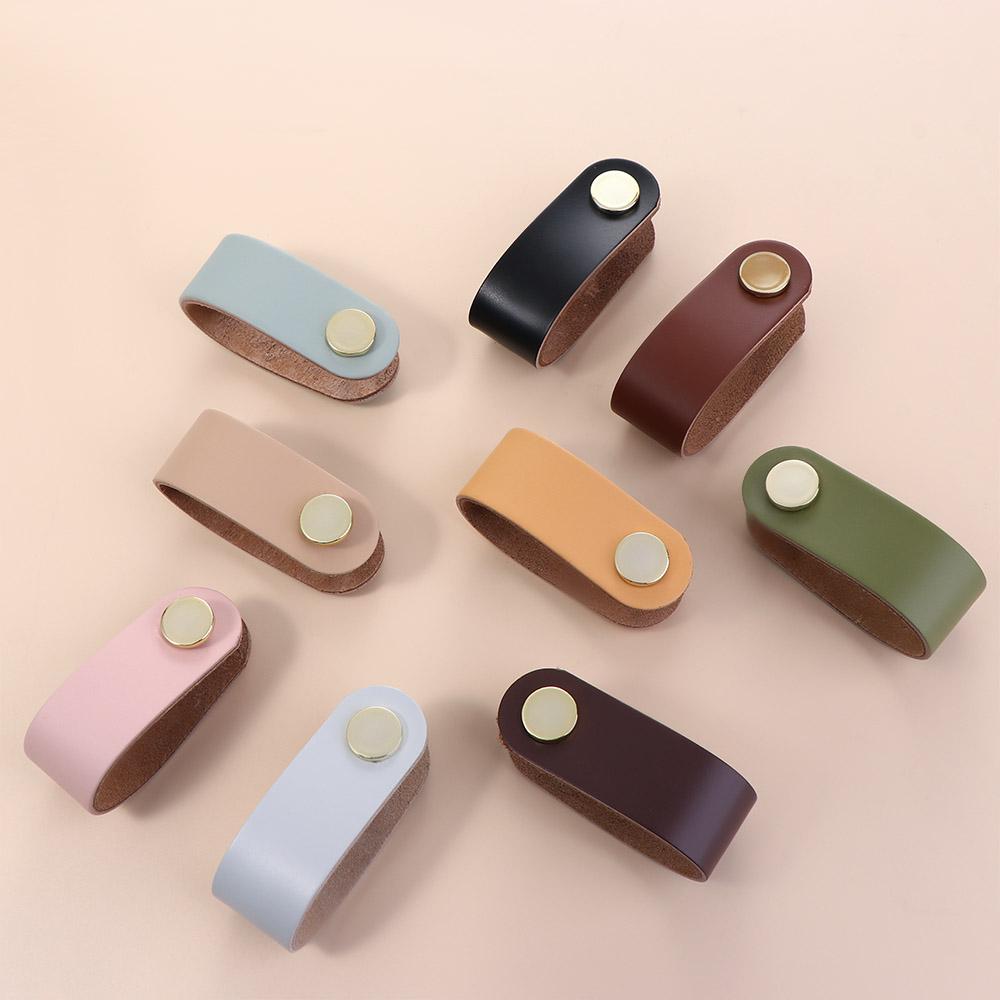 Soft Hardware Kitchen Wardrobe Cabinet Drawer Handle Leather Handle Door Pulls Furniture Knobs