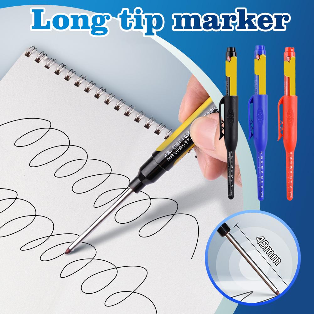 45mm Waterproof Deep Hole Marker Pens Long Nib Head Carpenter Pen Multi-purpose athroom Woodworking Long Head Carpenter Pen