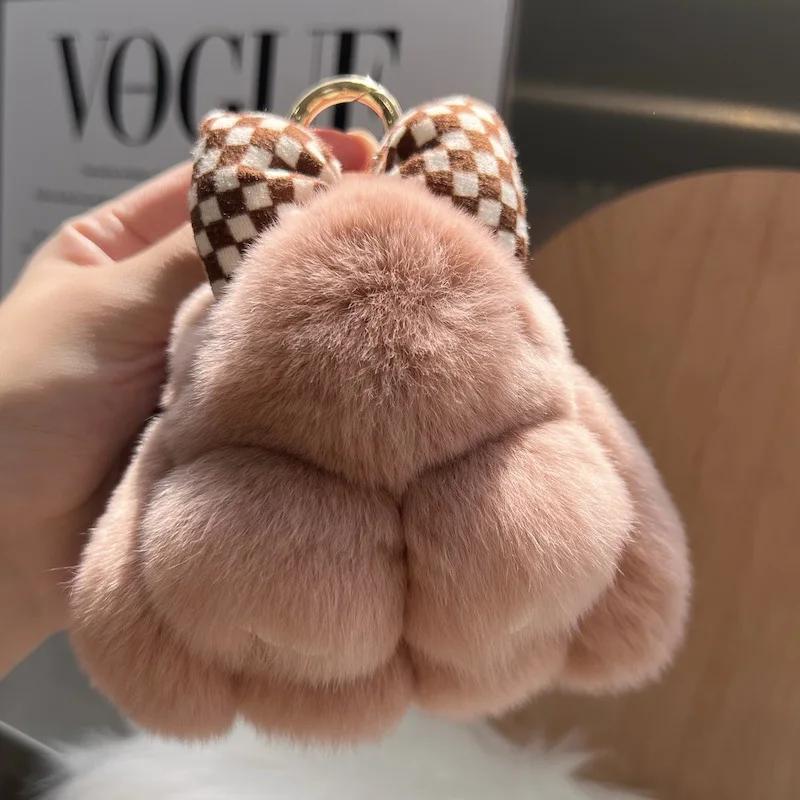 Cute Plush Rabbit Keychain Soft and Comfy Rabbit Fur Mini Bunny Pendant Lovely Women Bag Schoolbag Car Accessory Gift for Girls