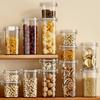 Single-Button Vacuum-Sealed Transparent Storage Jar - Square Plastic Container for Snacks and Grains